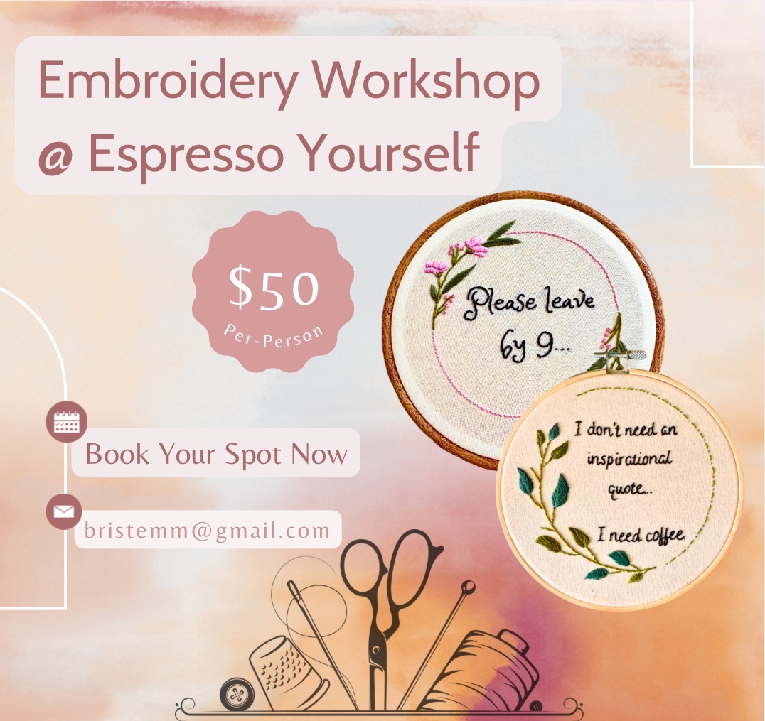 embroidery class at espresso yourself